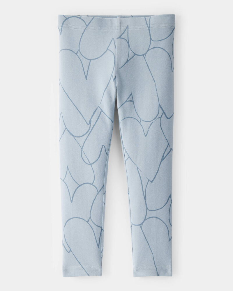 Toddler Girl Cotton Heart Stretch Leggings - Blue, image 1 of 4 slides