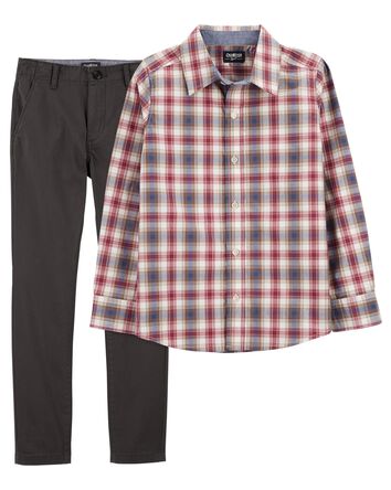 Kid 2-Piece Button Front Shirt and Chinos Set, 