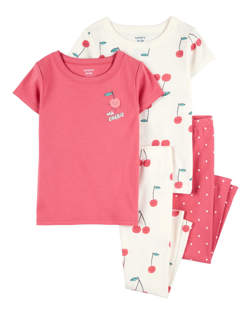 Baby 4-Piece Cherry Cotton Pajamas, image 1 of 4 slides