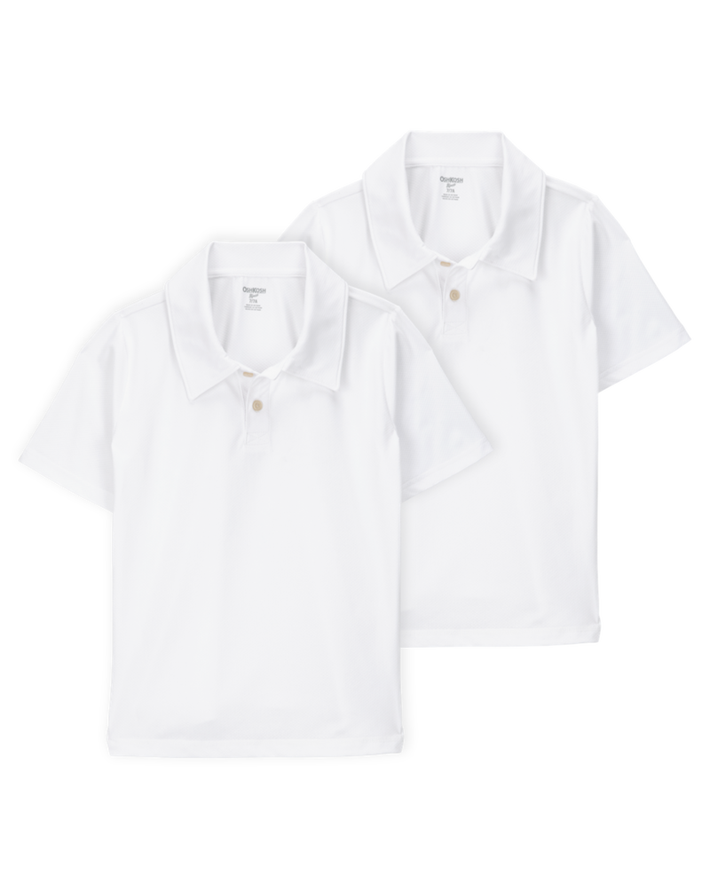 Kid 2-Pack Active Uniform Polo Shirts in Moisture Wicking BeCool™ Fabric - White, image 1 of 3 slides