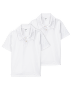 Kid 2-Pack Active Uniform Polo Shirts in Moisture Wicking BeCool™ Fabric - White, image 1 of 3 slides