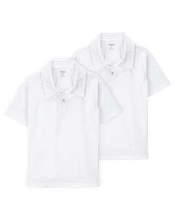 Kid 2-Pack Active Uniform Polo Shirts in Moisture Wicking BeCool™ Fabric - White, 