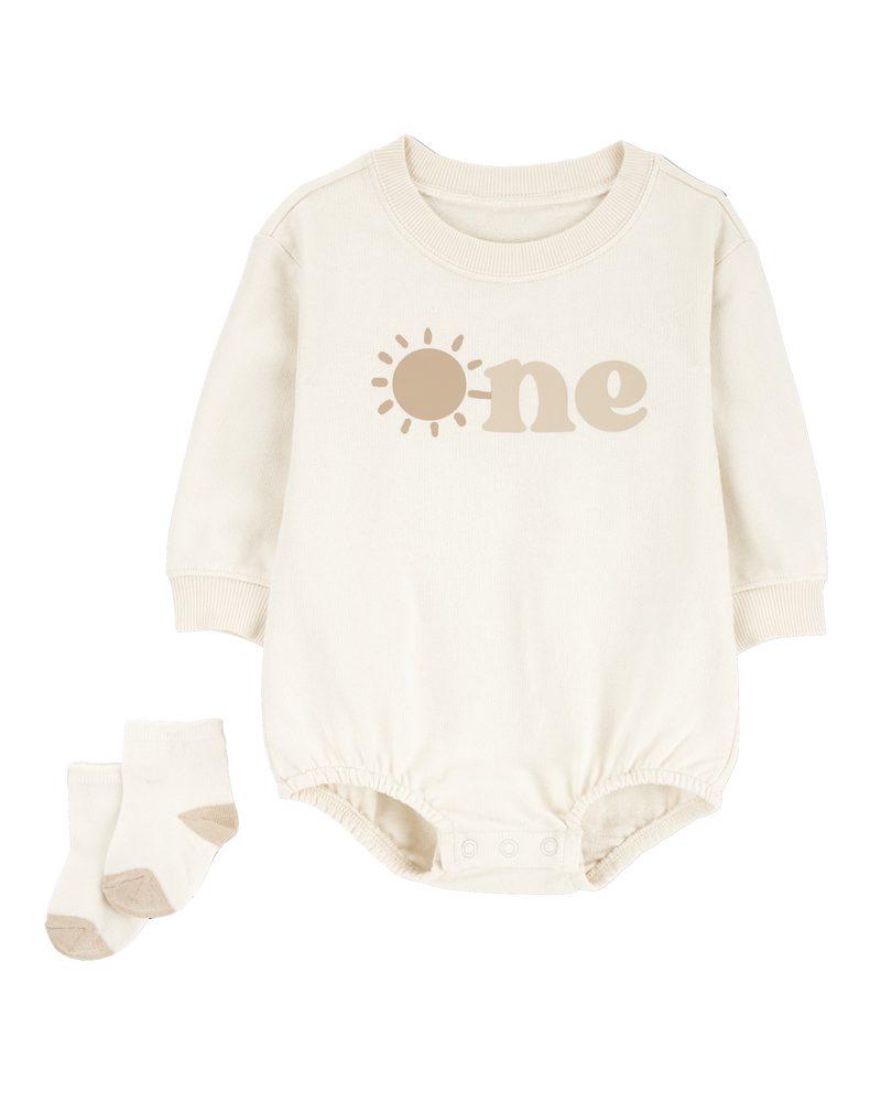 Baby 2-Piece Birthday Bubble & Socks Set, image 1 of 3 slides