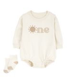 Baby 2-Piece Birthday Bubble & Socks Set, image 1 of 3 slides