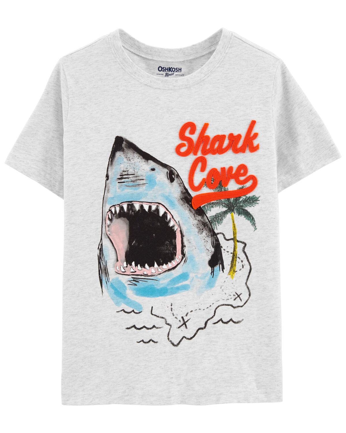 Heather Grey Kid Shark Cove Patch Tee | carters.com