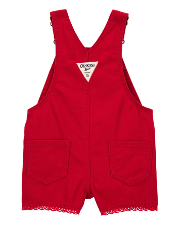 Baby Twill Eyelet Shortalls - Red
, 