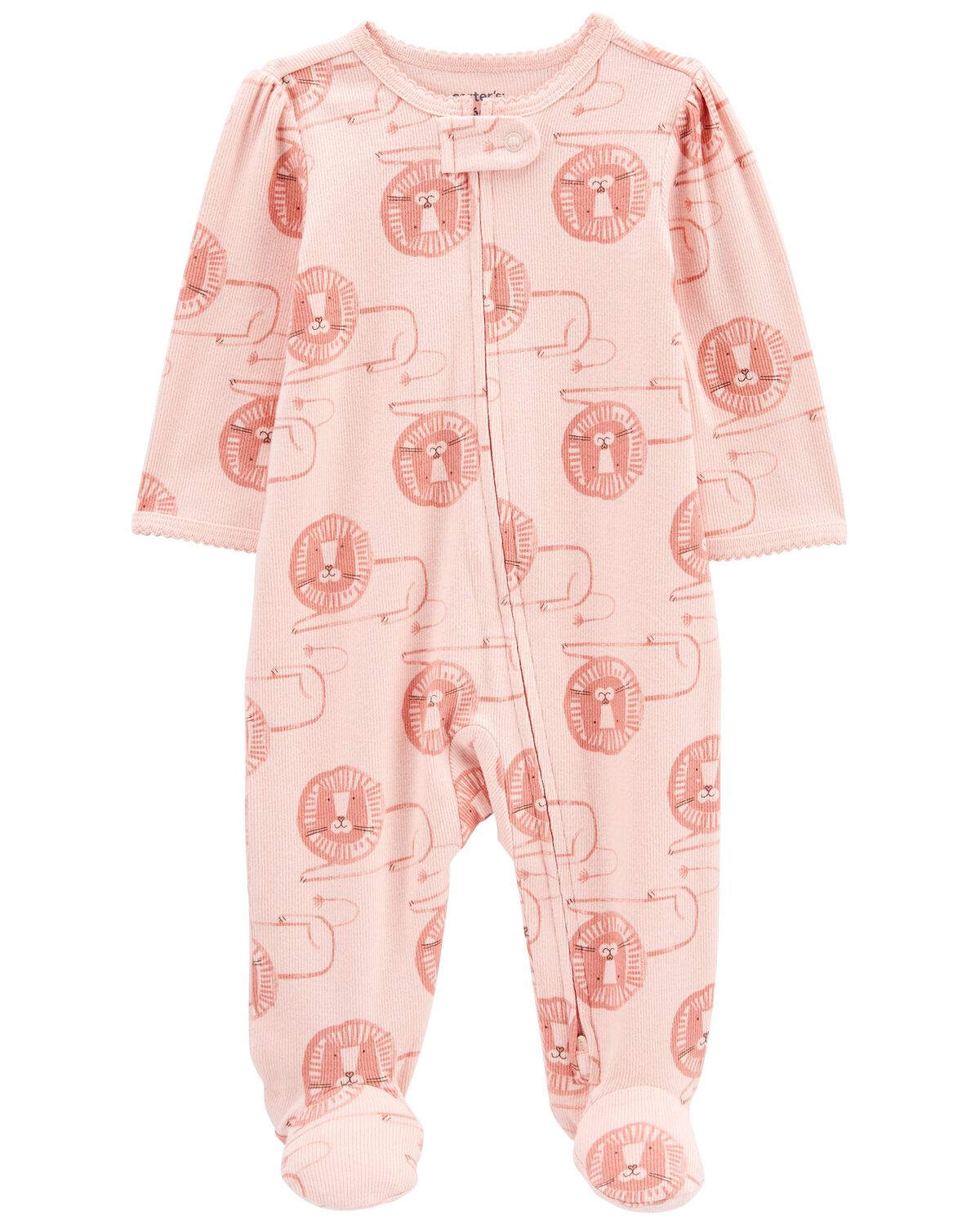 Pink Baby Lion 2Way Zip Cotton Blend Sleep & Play Pajamas