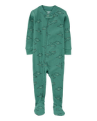Baby Boy 1-Piece Dinosaur Print Waffle Knit Footie Pajamas, image 1 of 4 slides