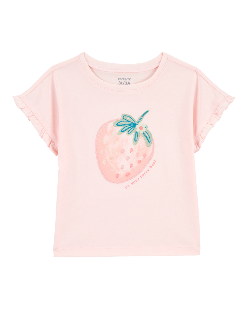 Toddler Short-Sleeve Strawberry Fashion Top, image 1 of 3 slides