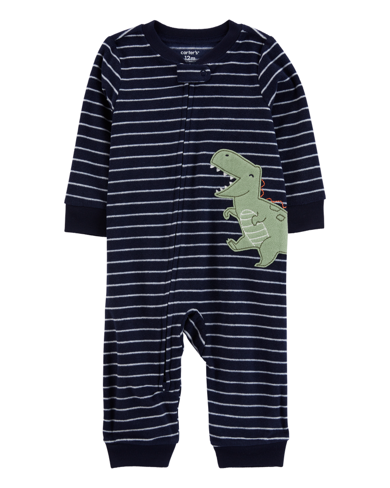 Baby 1-Piece Dinosaur Fleece Footless Pajamas, image 1 of 4 slides