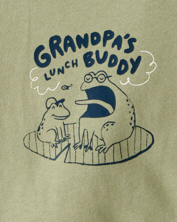 Baby Boy Grandpa's Lunch Buddy Frog Cotton Long-Sleeve Graphic Bodysuit - Green, 