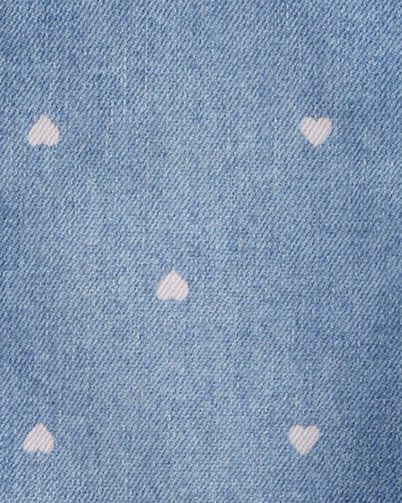 Toddler Heart-Print Knit Denim Overalls - Blue, image 3 of 5 slides