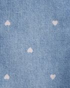 Toddler Heart-Print Knit Denim Overalls - Blue, image 3 of 5 slides