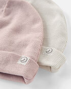 Baby 2-Pack Organic Cotton Rib Caps, image 2 of 3 slides