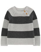 Toddler Crewneck Cable Knit Striped Sweater
, image 1 of 3 slides