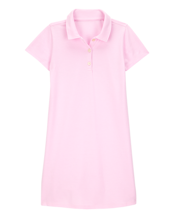 Kid Pique Short-Sleeve Uniform Dress - Pink, 