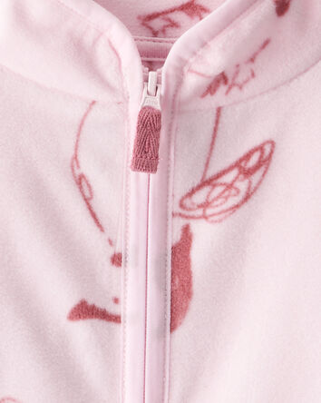 Baby Girl Penguin Microfleece Zip-Up Jacket - Pink, 