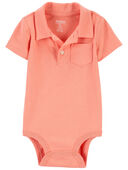 Orange - Baby Pocket Henley Jersey Bodysuit
