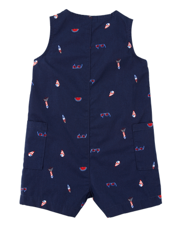 Baby 4th Of July Button-Down Romper, 