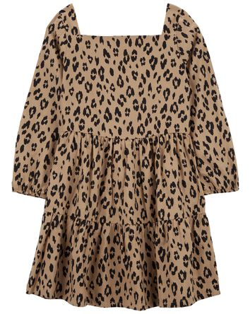 Kid Leopard Twill Dress, 