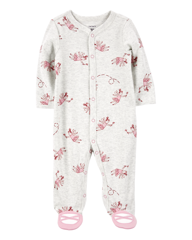 Baby Ballet Snap-Up Cotton Blend Sleep & Play Pajamas, image 1 of 4 slides