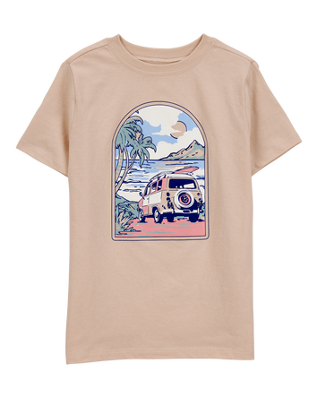 Kid Beach Short-Sleeve Graphic Tee - Tan, 