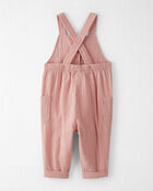 Baby Organic Cotton Gauze Overalls in Pink, image 2 of 5 slides