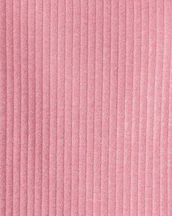 Baby Girl Shimmer Rib Mock Neck Top - Pink, 