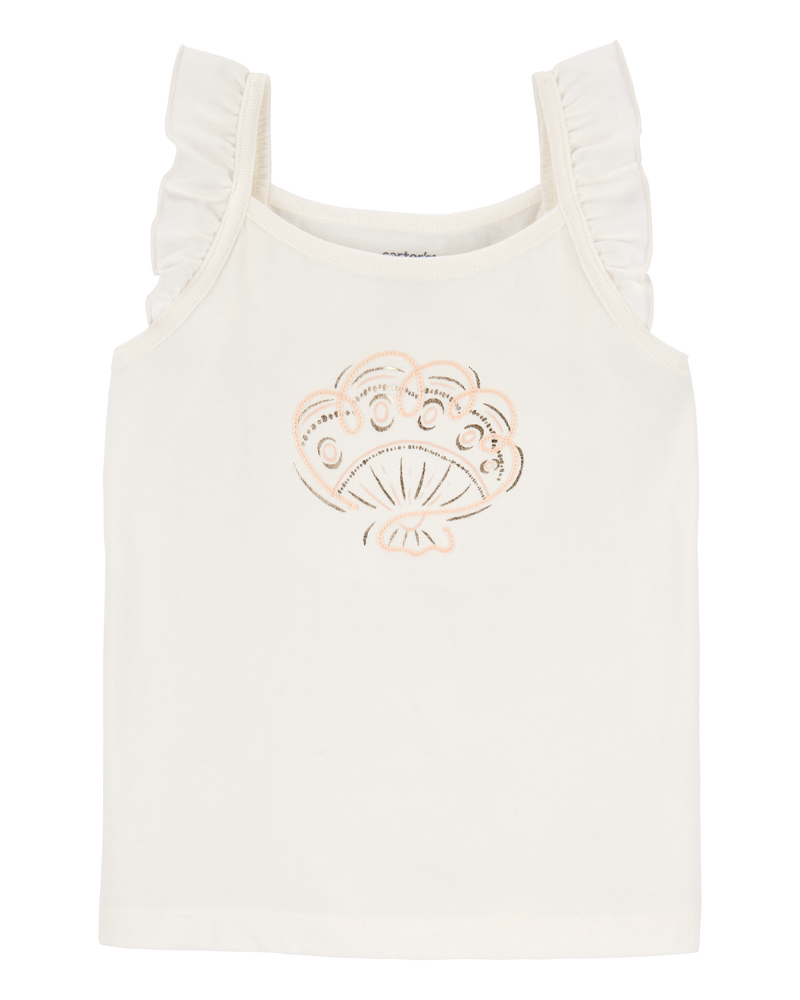 Toddler Seashell Flutter Tank - White, image 1 of 3 slides
