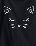 Kid 2-Piece Glitter Cat Tee & Tulle Tutu Skort Set - Black/Purple, image 4 of 6 slides