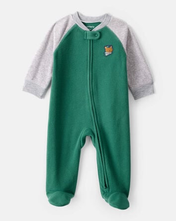 Baby Boy Bear Loose Fit Long-Sleeve Sleep & Play - Green, 
