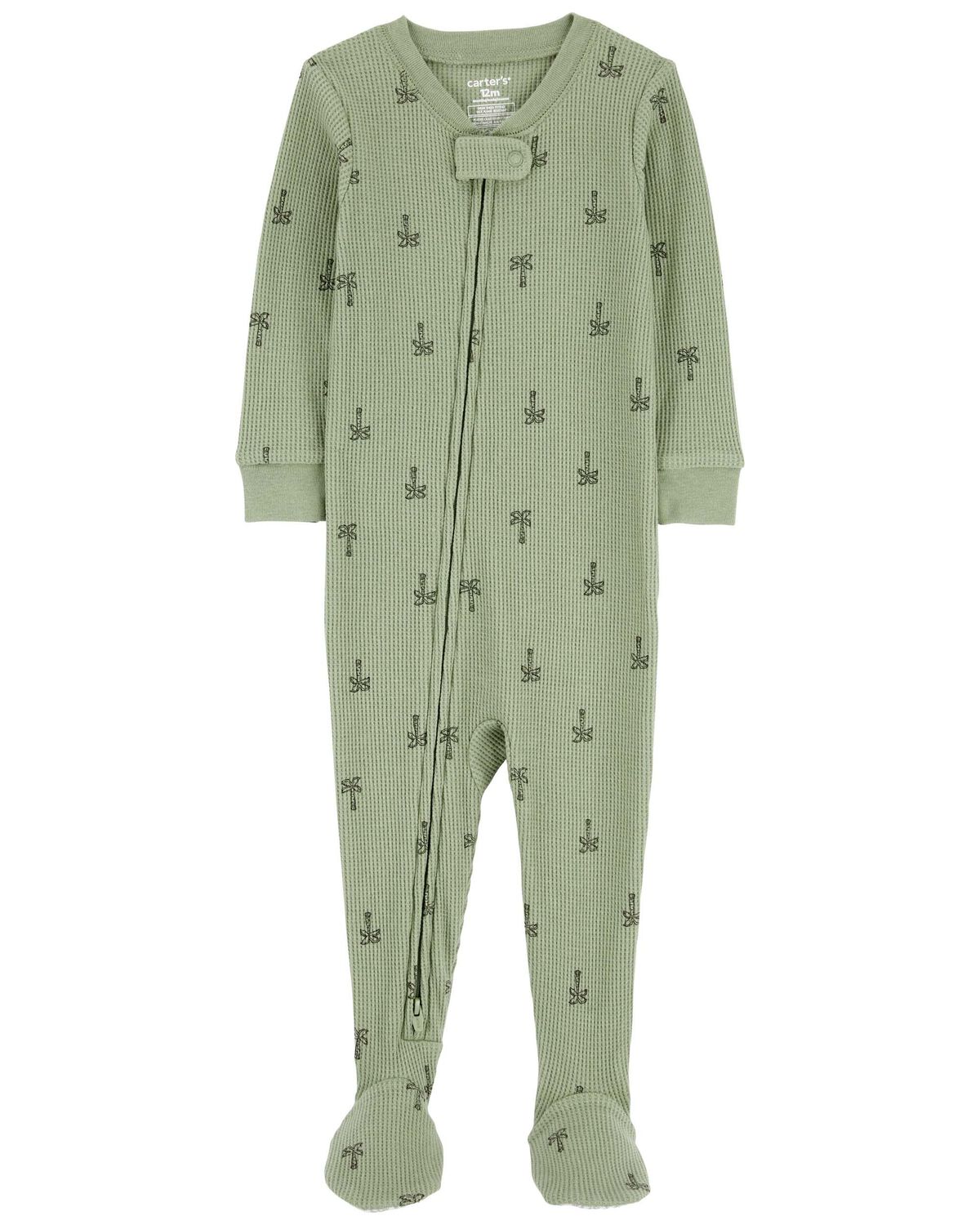 Baby 1-Piece Palm Tree Thermal Footie Pajamas