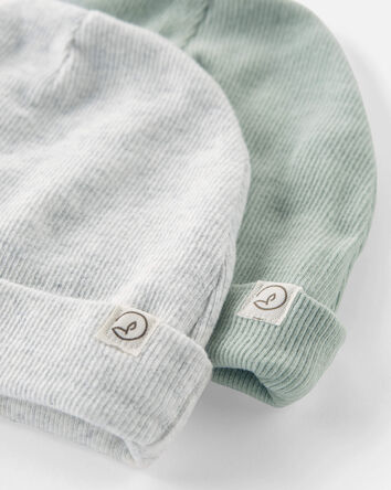 Baby 2-Pack Organic Cotton Rib Caps, 