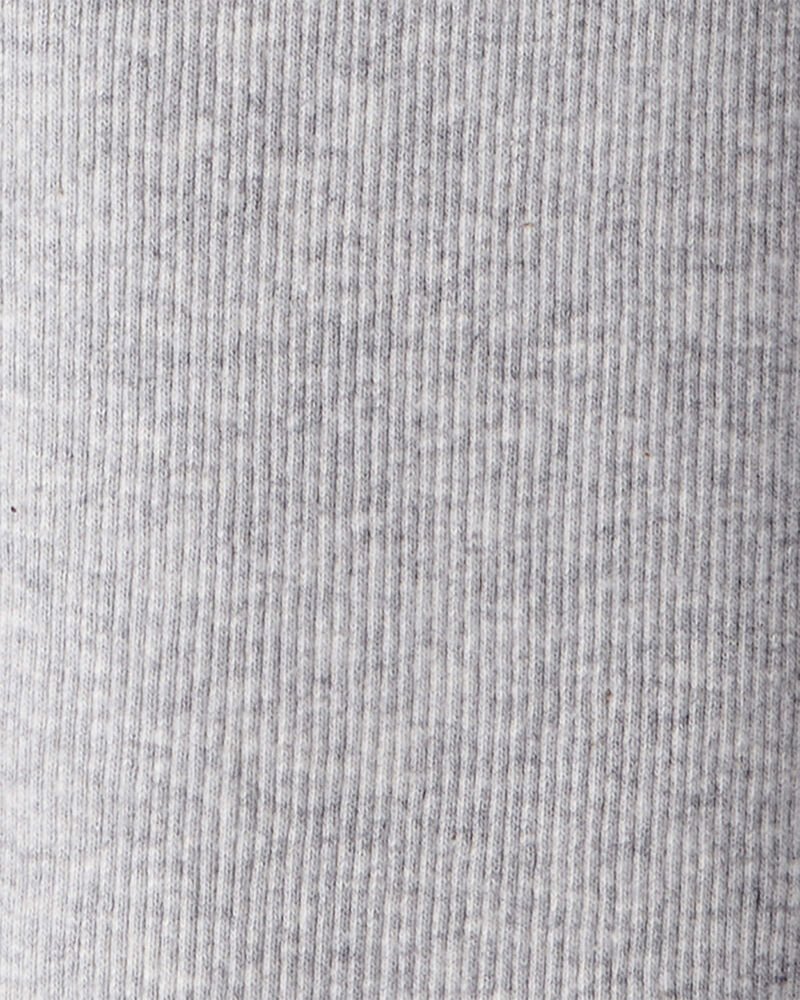 Kid Solid Cotton Ribbed Stretch Leggings - Grey, image 3 of 4 slides