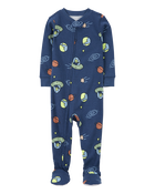 Baby Boy 1-Piece Space Print 100% Snug Fit Cotton Footie Pajamas, image 1 of 4 slides