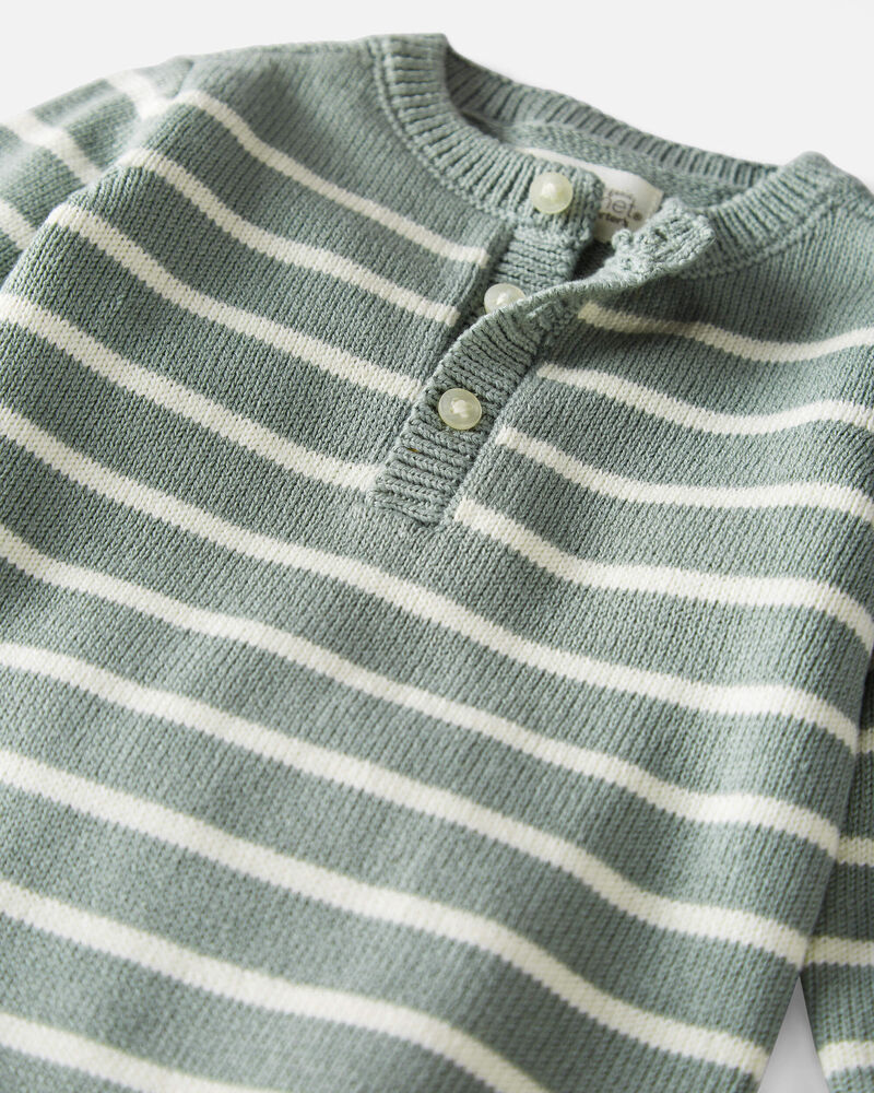 Baby Organic Cotton Sweater Knit Jumpsuit in Stripes, image 3 of 4 slides
