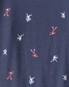 Boys Football Print PurelySoft Long-Sleeve 2-Piece Pajamas - Navy Blue, image 3 of 5 slides