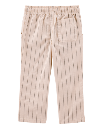 Toddler Striped Pull-On Cotton Pants - Tan, 