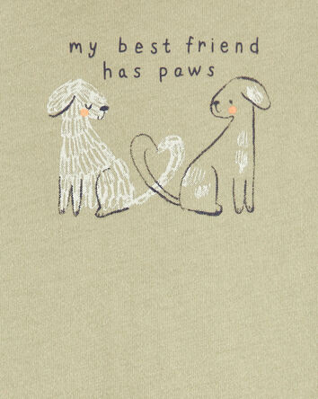 Baby Dog Best Friend Short-Sleeve Bodysuit - Olive, 