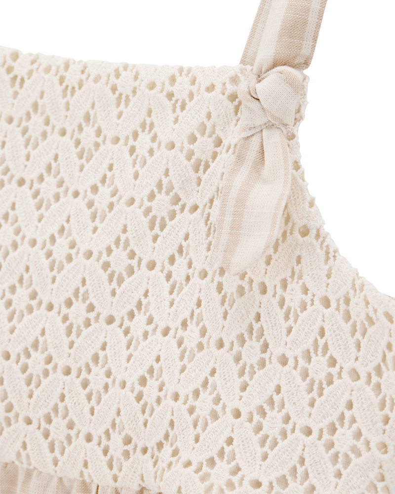 Baby Striped Eyelet Tank Dress - Ivory, image 3 of 5 slides