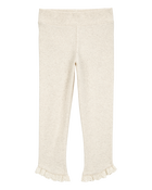 Toddler Ribbed Eyelet-Hem Pants - Cream, image 3 of 6 slides