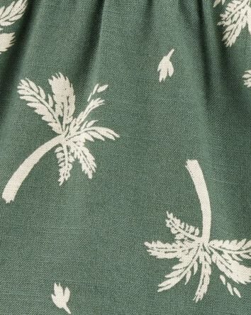 Toddler Palm Tree Print  Button-Front Romper - Green, 