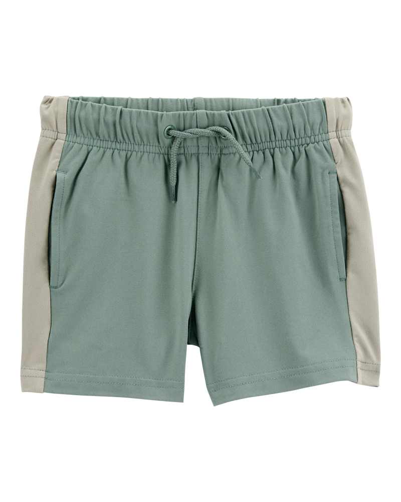 Toddler Colorblock Pull-On Active Shorts - Green, image 1 of 6 slides
