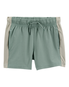 Toddler Colorblock Pull-On Active Shorts - Green, image 1 of 6 slides