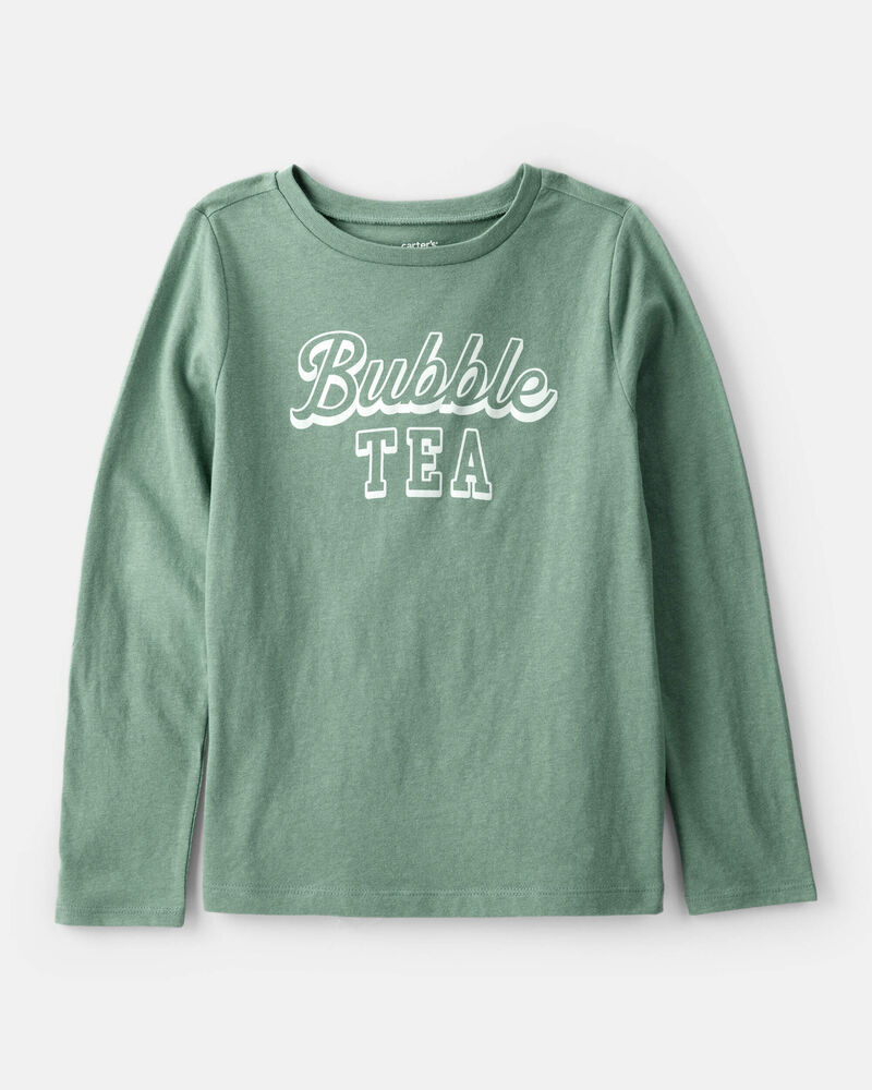 Girls Bubble Tea Long-Sleeve Graphic Tee - Green, image 1 of 3 slides