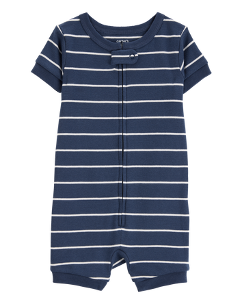 Toddler Striped Snug Fit Cotton 1-Piece Pajamas - Navy, 