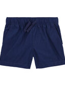 Navy - Baby Pull-On Poplin Shorts