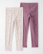 Toddler 2-Pack Organic Cotton Rib Leggings, image 2 of 7 slides