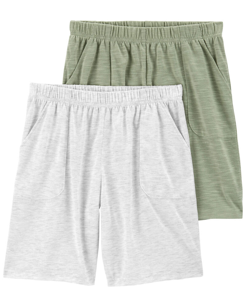 Kid 2-Pack Pull-On Slub Jersey Pajama Shorts, image 1 of 2 slides
