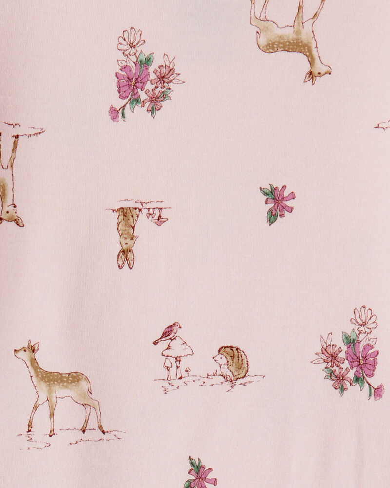 Toddler Girl Deer & Floral Print PurelySoft Long-Sleeve 2-Piece Pajamas - Pink, image 3 of 5 slides